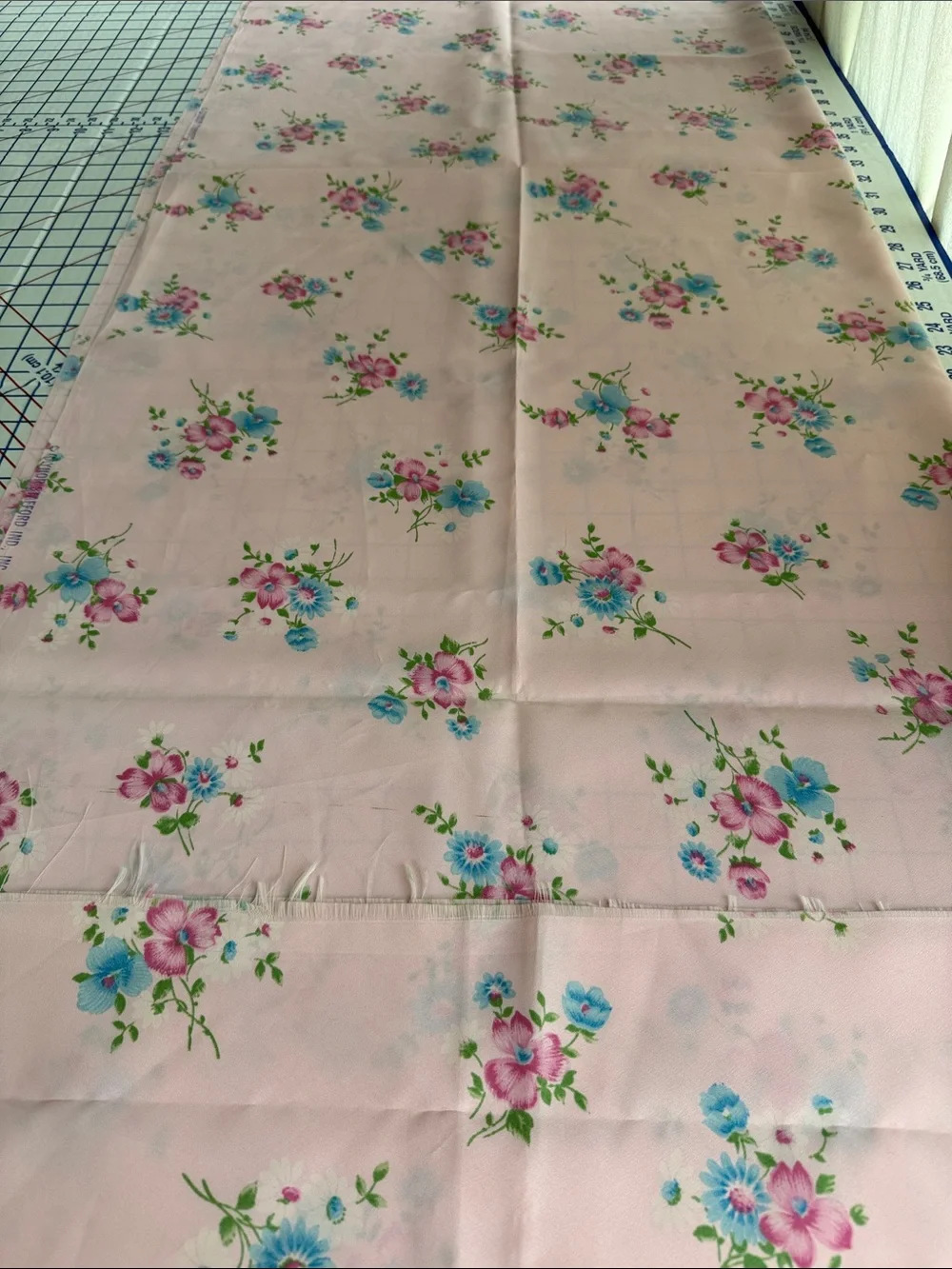 Vintage 1970s Gaynor Stafford Pink Floral Fabric 2 Yards x 44” Dress Fabric